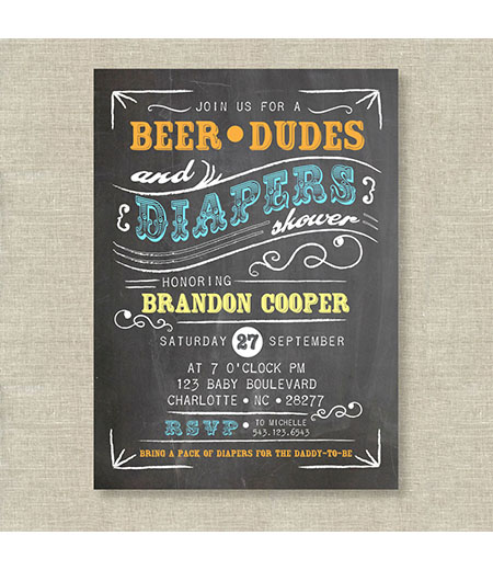 Beer Dudes and Diapers Man Shower Baby Shower Printable Invitation